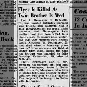Anthony Neumayer Plane Crash 1943